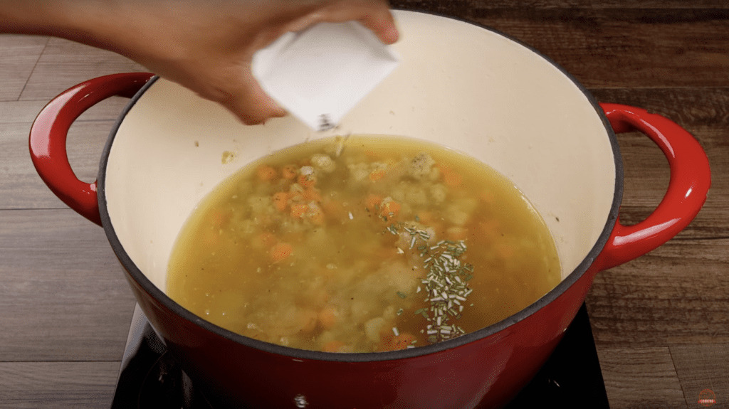 making the gravy for the chicken pot pie